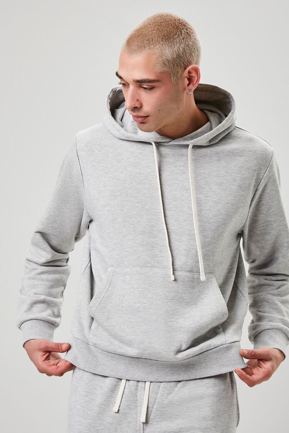 Basic Heathered Drawstring Hoodie